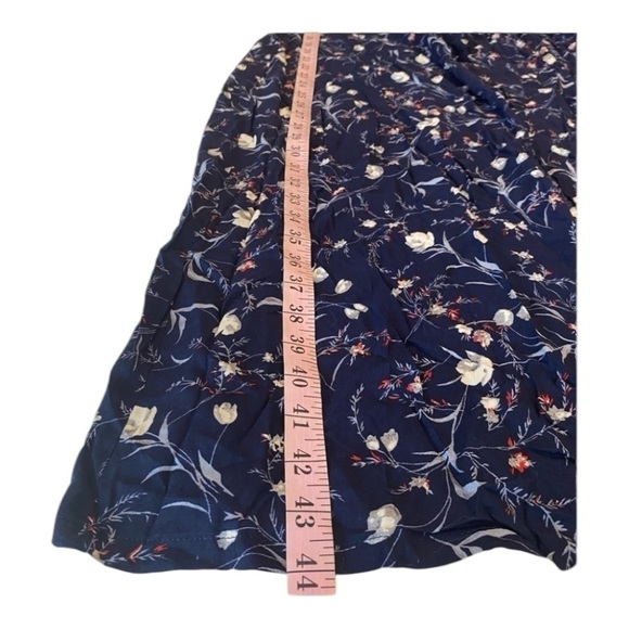 Revolve Ditsy Navy Floral Wrap Dress Feminine Summer by Blue Life Made in Ca - Picture 11 of 14